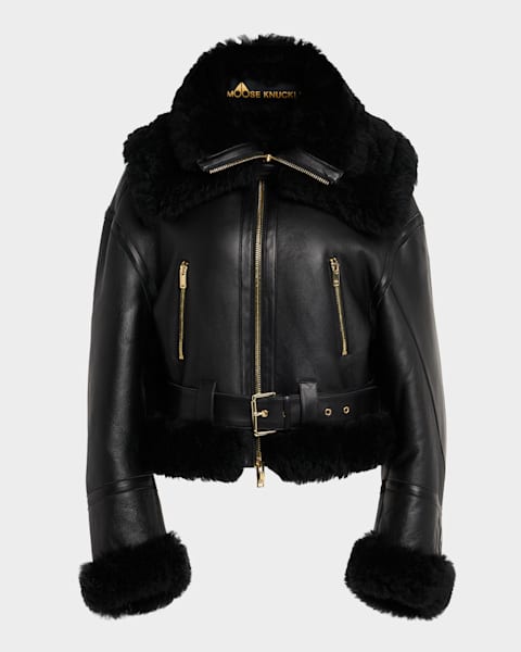 Helmut Lang Apex Leather Teddy Jacket | Neiman Marcus