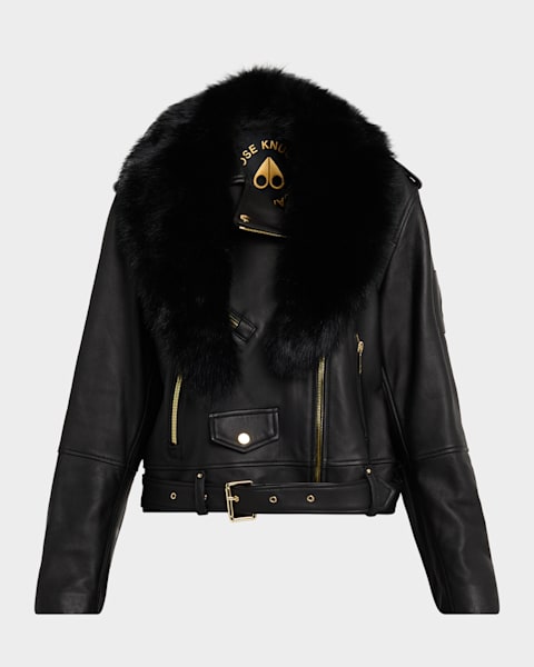 ALICE + OLIVIA Hyde Cropped Vegan Leather Jacket | Neiman Marcus