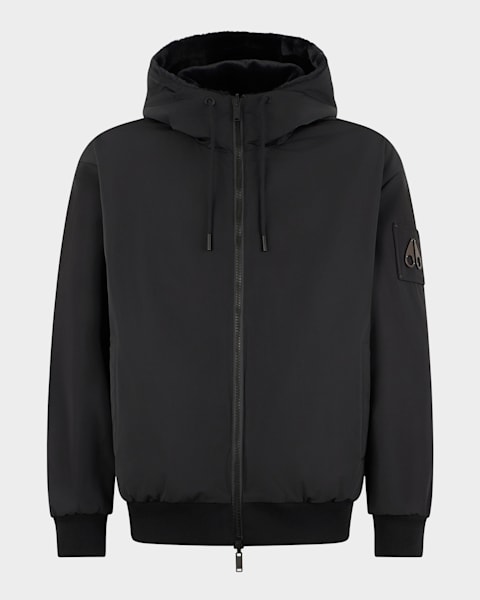 Moncler Men's Tonnay Leather and Down Quilted Jacket | Neiman Marcus