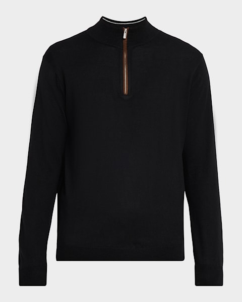 トップス 00s archive giorgio armani quarter zip Giorgio Armani Men's Textured Knit Short-Sleeve Quarter-Zip Polo