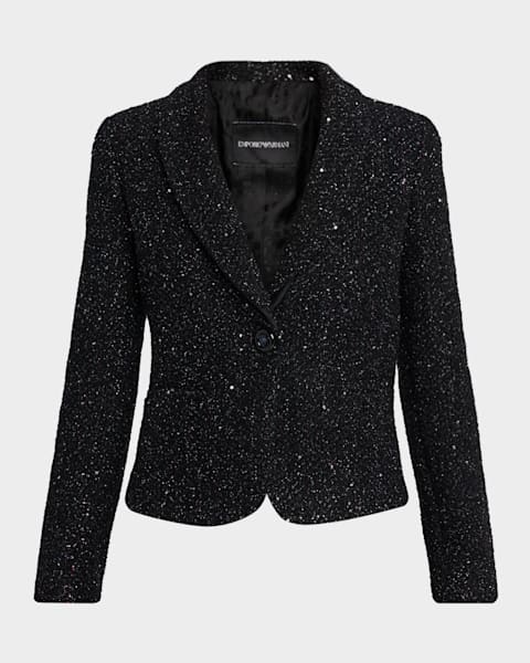 Giorgio Armani Cashmere-Blend Zip-Front Knit Jacket | Neiman Marcus