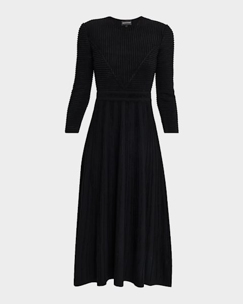 EMPORIO ARMANI膝丈ワンピース Emporio Armani Ruched Boat-Neck Knee-Length Jersey Dress | Neiman