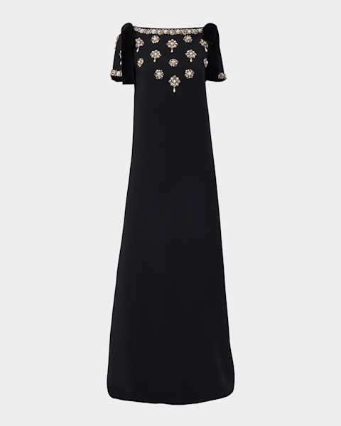 Asymmetric Rhinestone-Embellished Gown