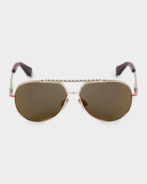 Popular Stella McCartney Double Bridge Pilot Sunglasses With Falabella/Chain Stella McCartney Falabella 54MM Geometric Sunglasses | Saks  main image 2
