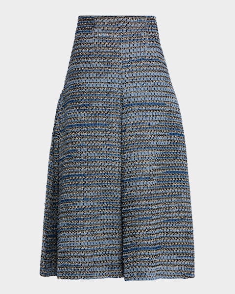 GANNI　Print Denim A-line Skirt Ganni Leopard-Print Denim Maxi Skirt | Neiman Marcus