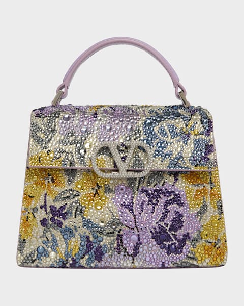 Valentino Garavani Vain Medium Floral-Embroidered Suede Shoulder
