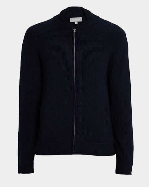 Prada Men's Ribbed Zip Sweater | Neiman Marcus