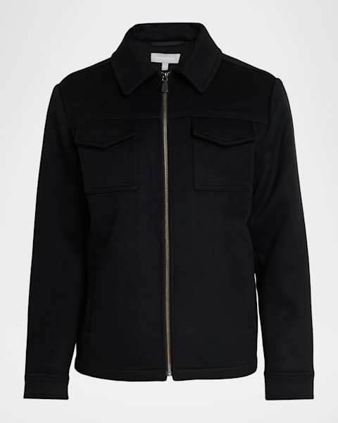 Neiman Marcus Men's Wool Full-Zip Jacket | Neiman Marcus