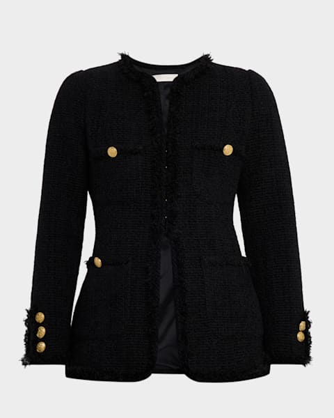 L'Agence Nerina Collarless Tweed Blazer | Neiman Marcus