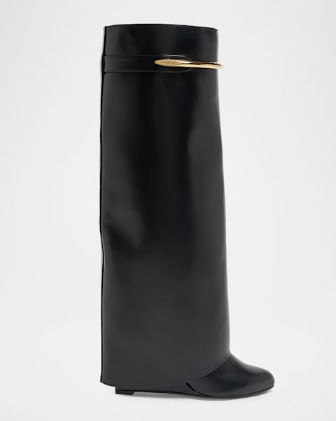 Givenchy Shark Lock Wide Leather Boots | Neiman Marcus