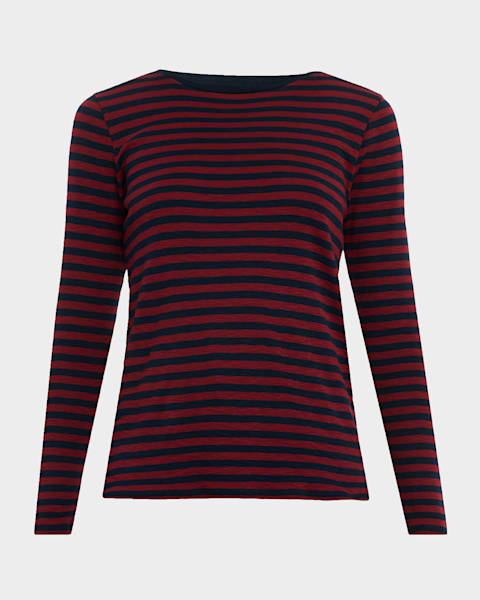Ganni Stripe Soft Cotton Long Sleeve T-Shirt | Neiman Marcus