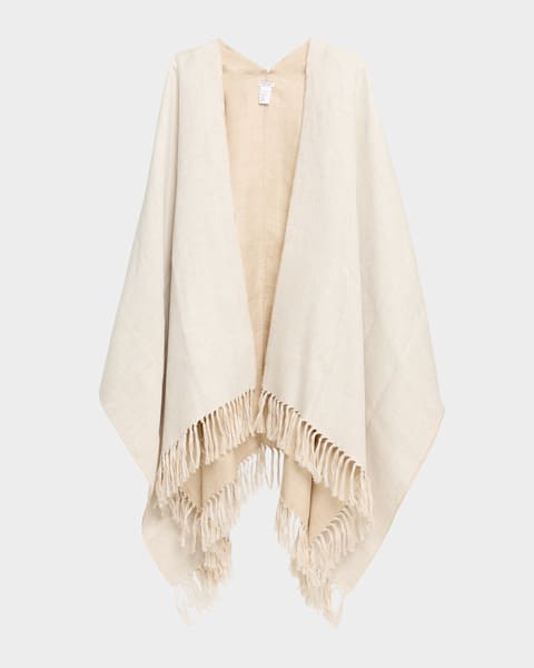 By Malene Birger Turtma Fringe-Trim Wool Poncho | Neiman Marcus