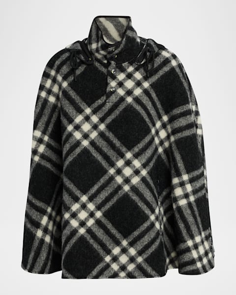 By Malene Birger Turtma Fringe-Trim Wool Poncho | Neiman Marcus