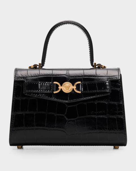 Versace Medusa 95 Croc-Embossed Top-Handle Bag | Neiman Marcus