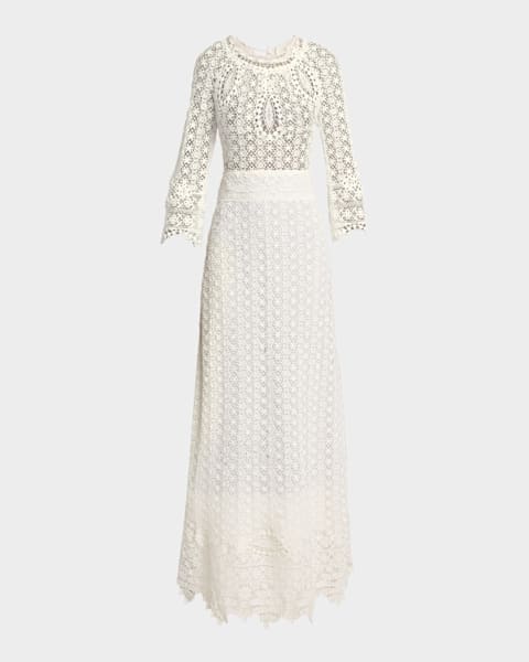 Isabel Marant Delvine Crochet Lace Midi Dress | Neiman Marcus