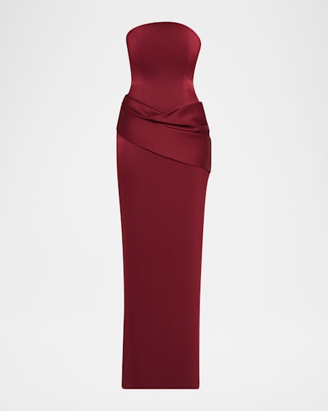 BCBGMAXAZRIA Strapless Ruffle Tiered Corset Gown | Neiman Marcus