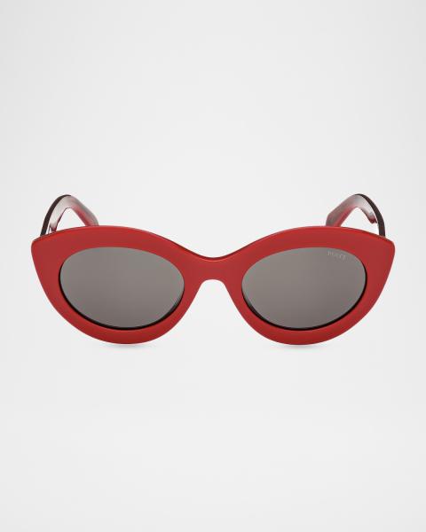 Pucci Filigree Acetate Oval Sunglasses | Neiman Marcus display picture 1