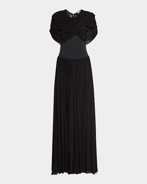 Tadashi Shoji One-Shoulder Draped Crepe Gown | Neiman Marcus