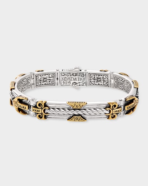 Konstantino Men's Stavros Sterling Silver Link Bracelet with 18k