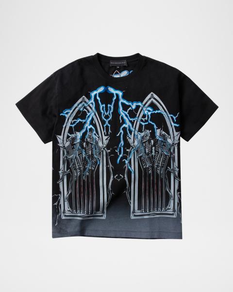 T-shirt in maglia jacquard grafica - bianco - Uomo - 10.00