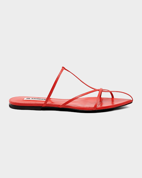 Jil Sander 35mm Metallic Leather Wedge Sandals | Neiman Marcus