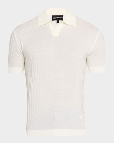 Giorgio Armani Men's Linen-Blend Polo Sweater | Neiman Marcus