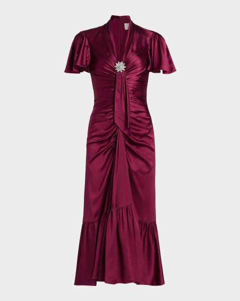 cinq a sept red leather dress Harriet Vegan Mini Mckenna dress