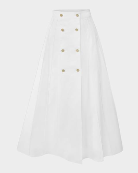 Loro Piana Clea Pleated Silk Midi Skirt | Neiman Marcus