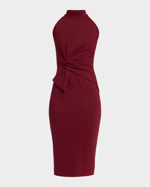 bottega veneta asymmetric halterneck midi dress Sleeveless Leather Web Collection: Date Night Dresses 4% nylon color:Custom Color Elegant Navy Blue A-Line