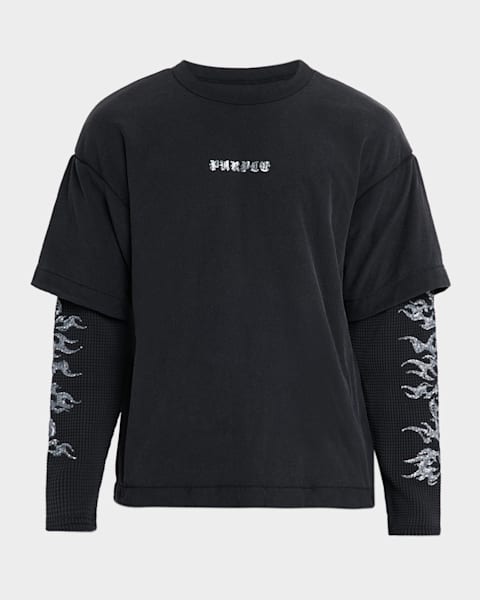 Prada Men's Layered Long-Sleeve Cotton T-Shirt | Neiman Marcus