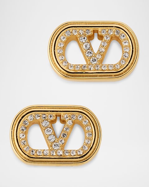 Valentino Garavani Crystal Ovalette Stud Earrings | Neiman Marcus