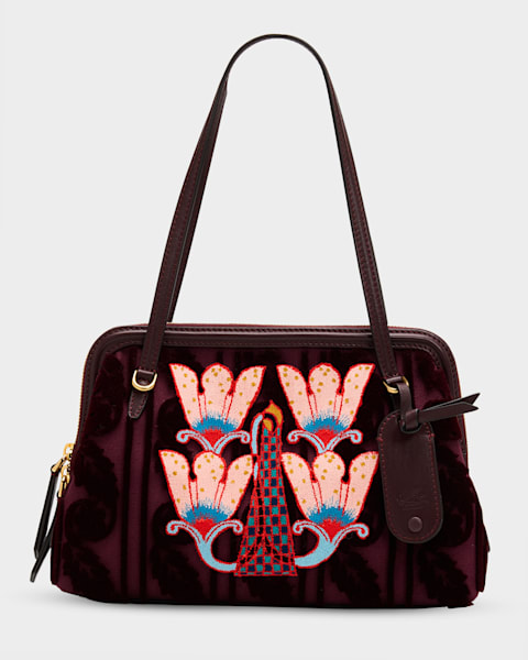 Valentino Garavani Antibes Medium Flower & Leaves Jacquard Tote