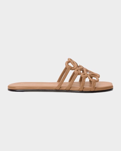 Loewe Pebble Patent Toe-Post Slide Sandals | Neiman Marcus