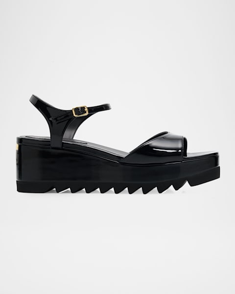Stella McCartney 55mm Elyse Patent Platform Sandals | Neiman Marcus