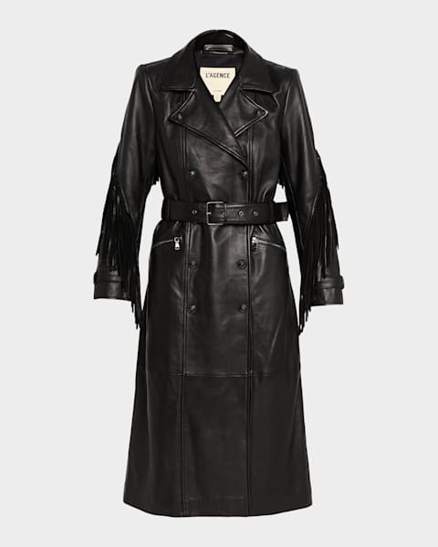 Mackage Gael-NV Croc-Embossed Leather Trench Coat | Neiman Marcus