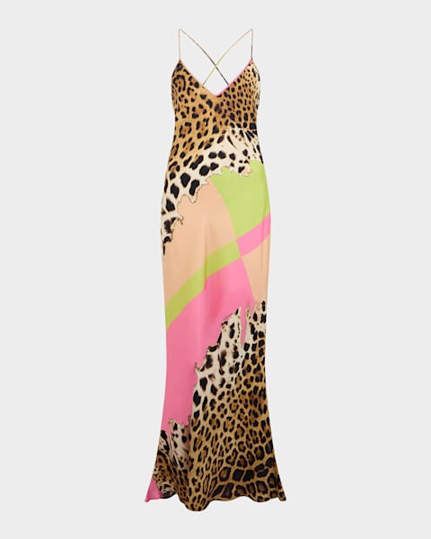 Roberto Cavalli Knotted Metallic Velvet Jacquard Long-Sleeve Mini