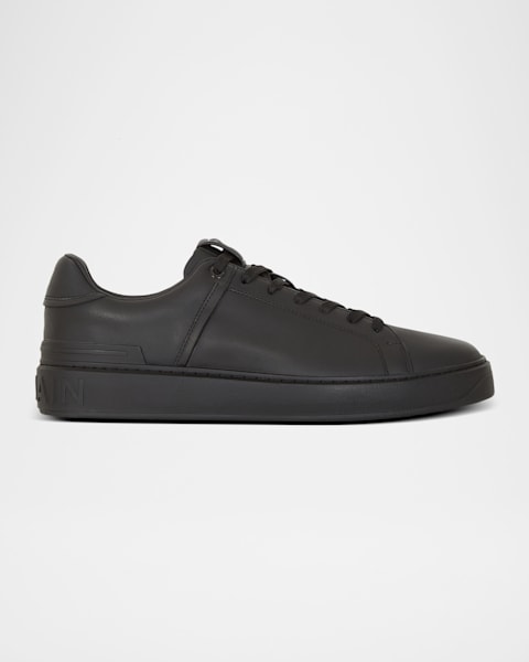 Balmain Men's Swan Leather and Suede Low-Top Sneakers | Neiman Marcus