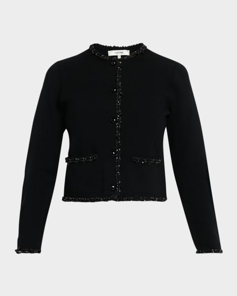 Mary quilting knit shape jacket black St. John Couture Boucle Knit 