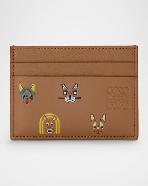 Loewe x Suna Fujita Bunnies Leather Card Holder | Neiman Marcus