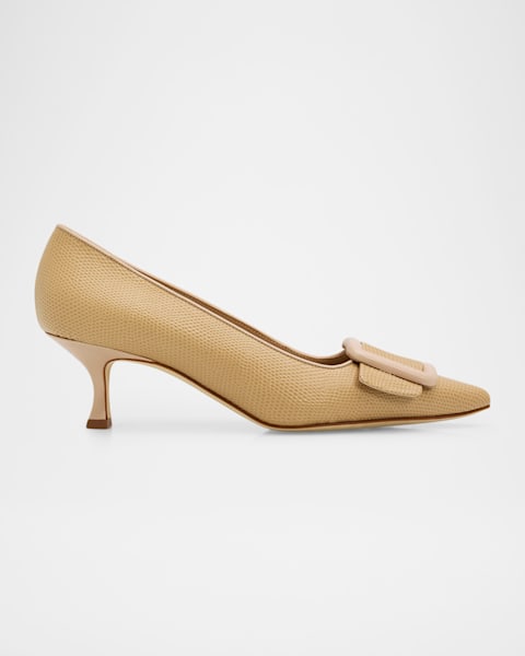 Manolo Blahnik Maysale Suede Buckle Pumps | Neiman Marcus