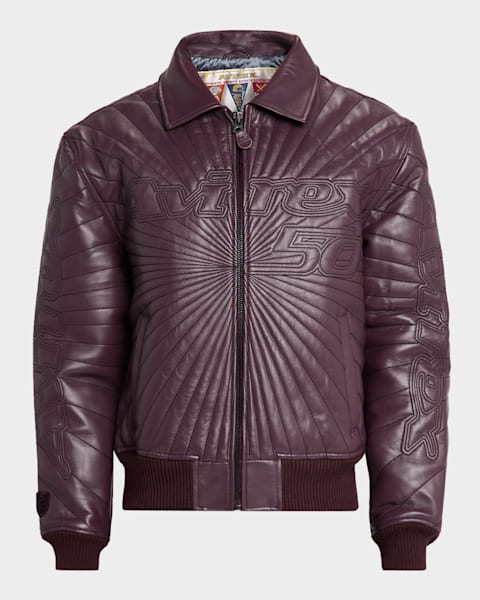Dolce&Gabbana Men's Leopard-Print Leather-Trim Full-Zip Jacket