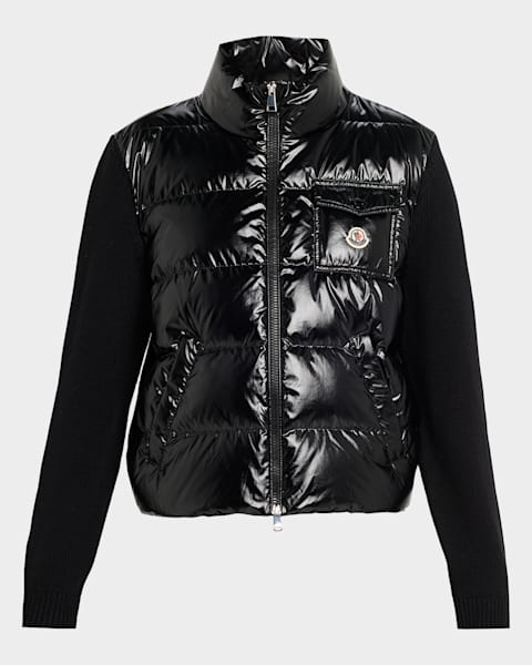 Moncler Padded Wool Zip-Up Cardigan | Neiman Marcus