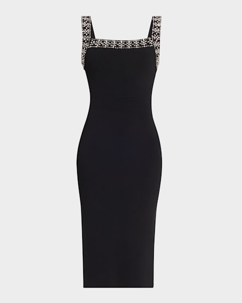 knee length dresses for ladies Black Short Sleeve Vesty Midi Dress main image 1