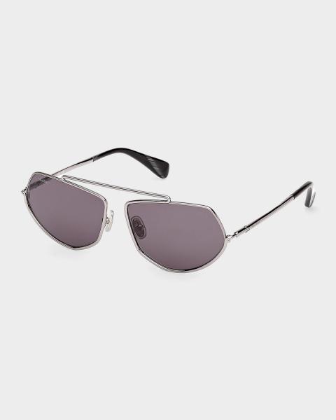 Max Mara Joey 60mm Metal Square Sunglasses | Neiman Marcus display picture 1