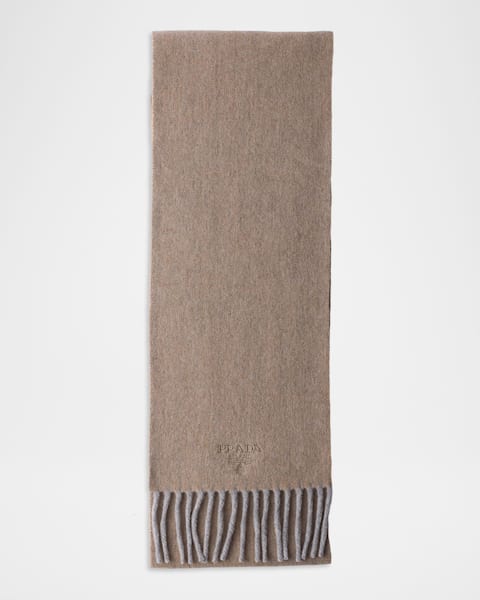 Prada Men's Small Wool Scarf with Jacquard Logo | Neiman Marcus