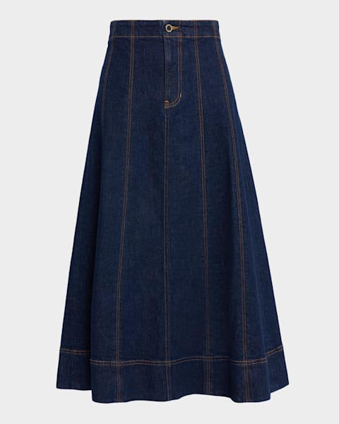 Cinq a Sept Zelda Denim Midi Skirt | Neiman Marcus