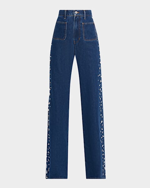 Veronica Beard Exclusive Kasey Embellished Wide-Leg Jeans | Neiman