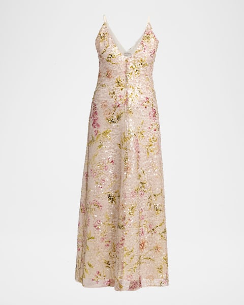 Ralph Lauren Collection Ivanna Floral Gauze Evening Dress | Neiman Marcus