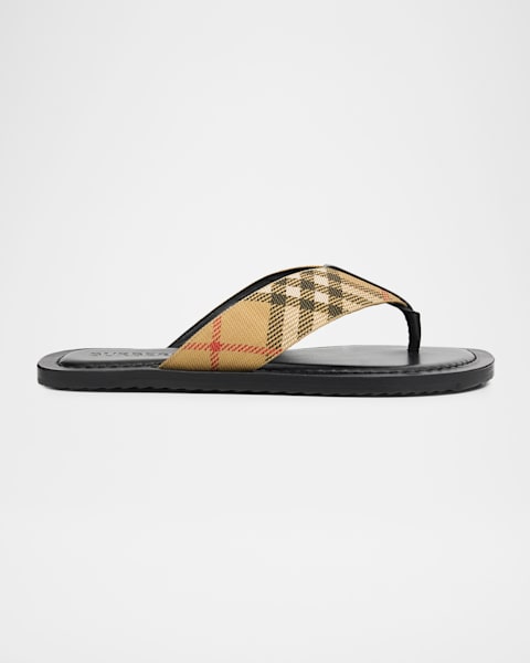 Burberry Men's Furley Check Slides | Neiman Marcus