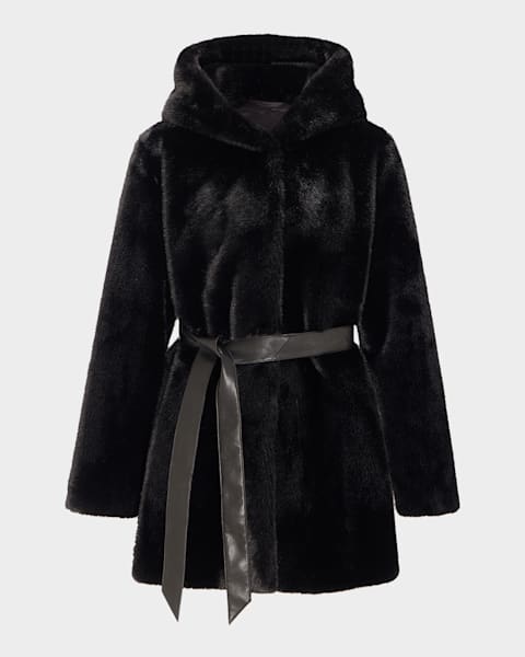 Theia Mink Faux Fur Reversible Short Coat | Neiman Marcus